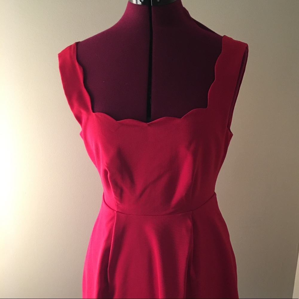 Red scallop dress